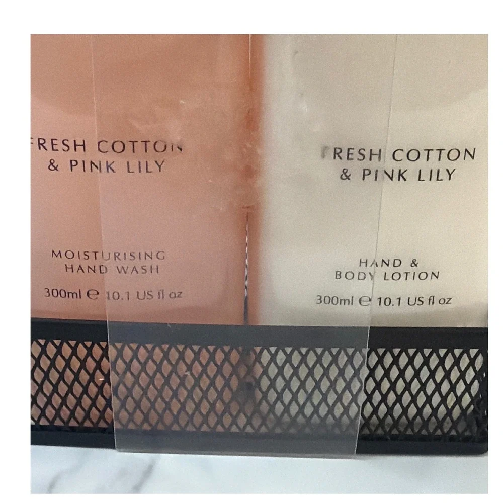 Pecksniff's England Fresh Cotton & Pink Lily Hand Wash and Lotion Set 10.1oz 2pk